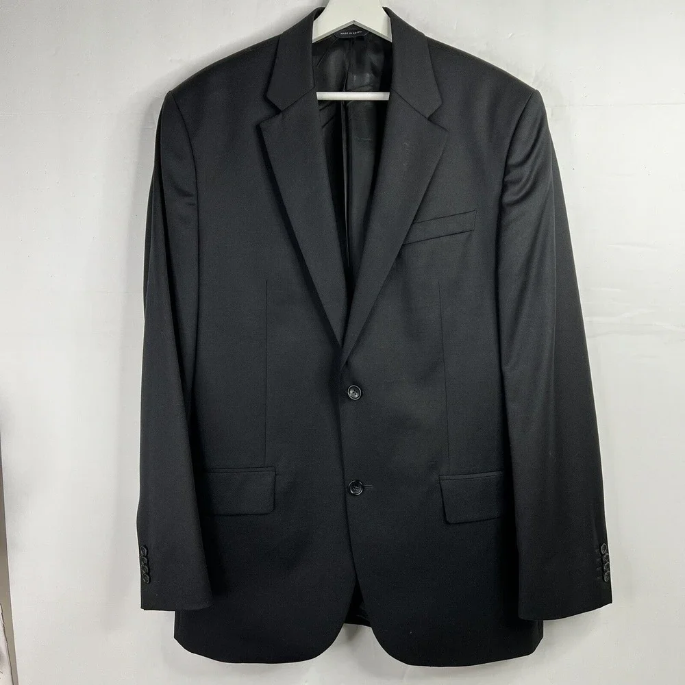 Banana Republic 42L Blazer Suit Jacket Black 100% Wool Two-Button Tailored Mens